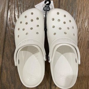 White crocs. Womens size 8, mens size, 6